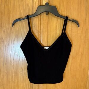 Vintage John Galt Velvet Cami Cropped Tank Black Made in Italy OS Fits S M